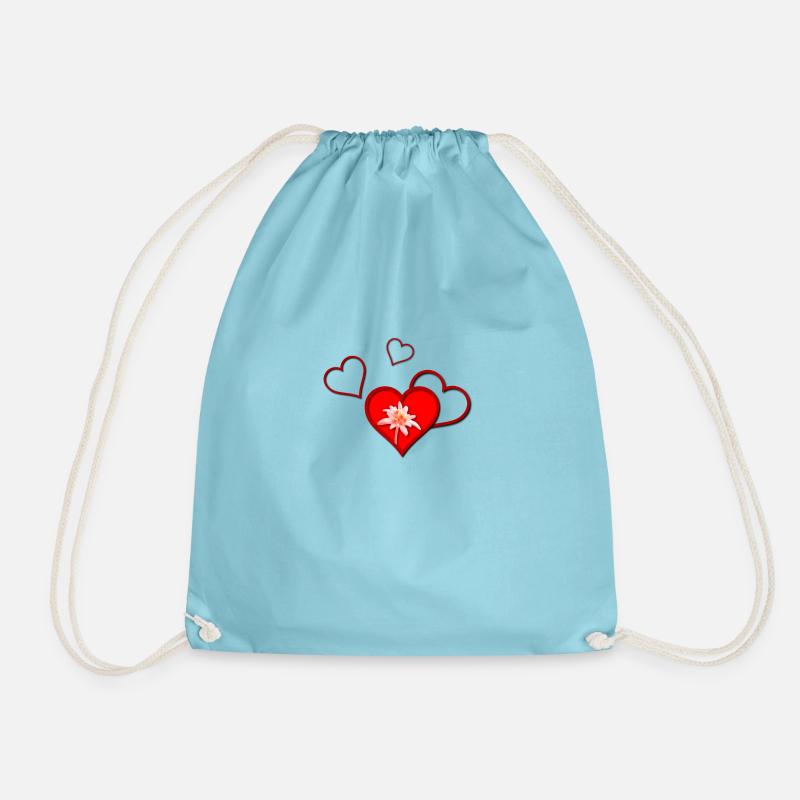 Liebe Edelweiß Herzen - Turnbeutel - Aqua