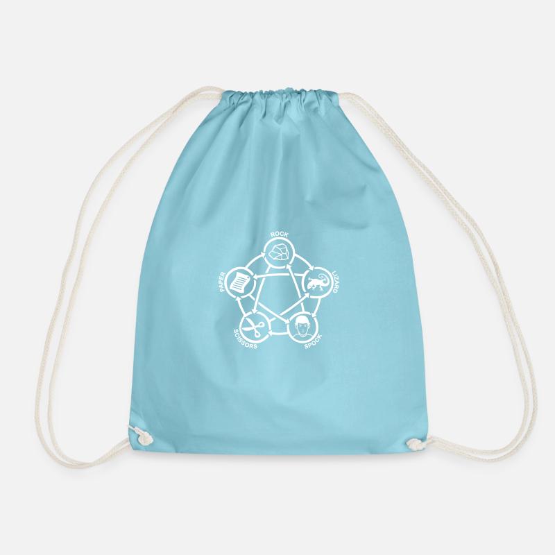 rock paper scissors lizard spock - Drawstring Bag - aqua