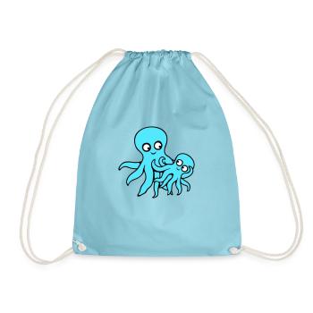 Pieuvre Maman Papa Enfant Bébé Mère Père Famille - Sac de sport léger - aqua - Devant