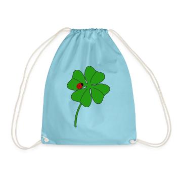 Lucky clover leaf with ladybug - Drawstring Bag - aqua - Front