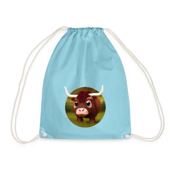 Baby water buffalo - Drawstring Bag - aqua - Front