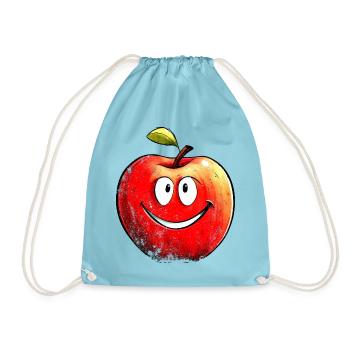 Happy Apple - Drawstring Bag - aqua - Front