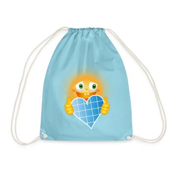 Radiant sun with a heart made of solar cells - Drawstring Bag - aqua - Front