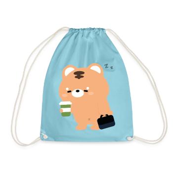 Kawaii Tiger mit Kaffeetasse - Turnbeutel - Aqua - Vorne
