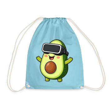 Avocado Cartoon Gamer Virtual Reality Comic - Drawstring Bag - aqua - Front