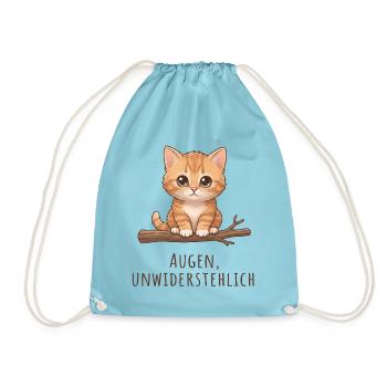 Unwiderstehliche Kulleraugen süße Katze - Turnbeutel - Aqua - Vorne