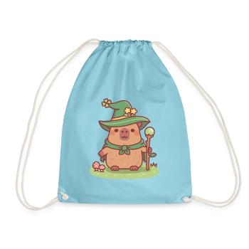 Niedlicher Capybara-Druidenzauberer mit magischem Stab - Turnbeutel - Aqua - Vorne