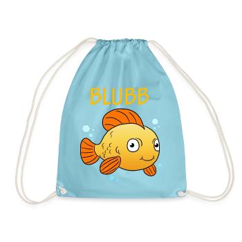 Blubb Goldfisch Süßer Fisch Aquarium Fischchen - Turnbeutel - Aqua - Vorne