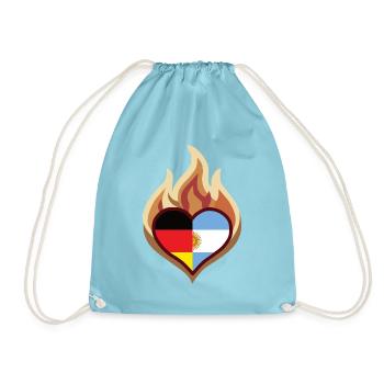 Flammendes Deutschland Argentinien Herz - Turnbeutel - Aqua - Vorne