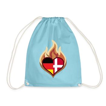 Flammendes Herz Deutschland-Dänemark - Turnbeutel - Aqua - Vorne