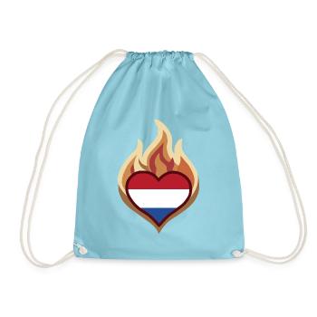 Flammenherz Niederlande Flagge - Turnbeutel - Aqua - Vorne