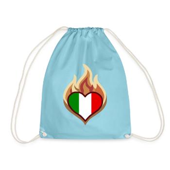 Flammenherz Italienflagge - Turnbeutel - Aqua - Vorne