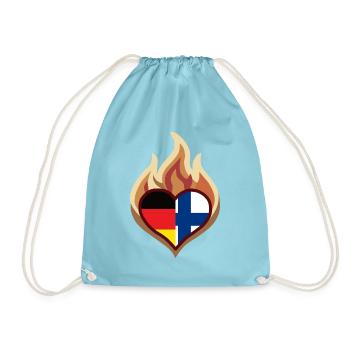 Flammenherz Deutschland Finnland - Turnbeutel - Aqua - Vorne