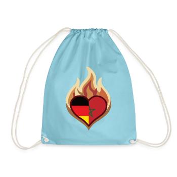 Flammenherz Deutschland-Morocco Flagge - Turnbeutel - Aqua - Vorne