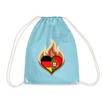 Flammenherz Deutschland Portugal - Turnbeutel - Aqua - Vorne