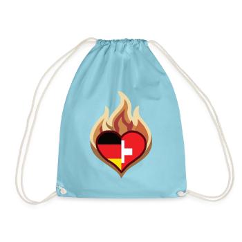 Flammenherz Deutschland Schweiz - Turnbeutel - Aqua - Vorne