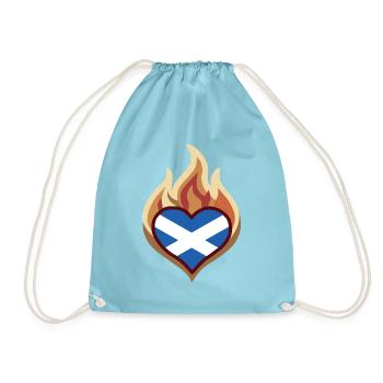 Scotland Flag Heart on Fire - Turnbeutel - Aqua - Vorne