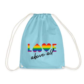 LGBTQIA+ love above all Regenbogen Flagge homo - Drawstring Bag - aqua - Front