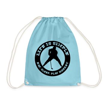 Life is Simple. Eat, Sleep, Play Hockey - Drawstring Bag - aqua - Front