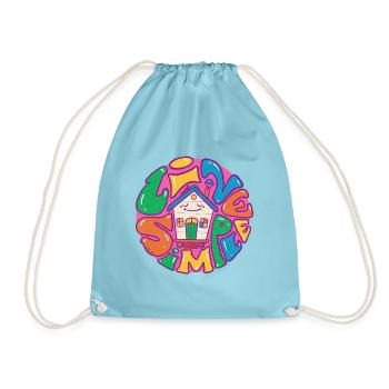 Tiny House Live Simple avec contour violet - Sac de sport léger - aqua - Devant