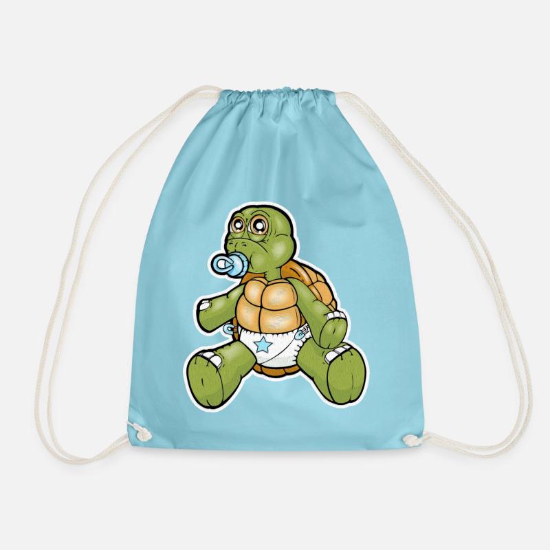 Li'l Turtle - Drawstring Bag - aqua