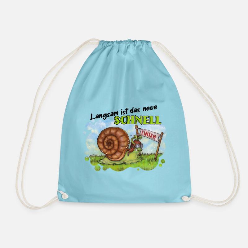 Langsam ist das neue Schnell - witzige Schnecke - Turnbeutel - Aqua