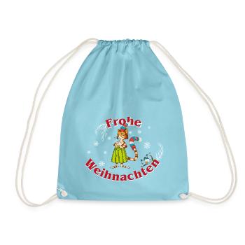 Pettersson & Findus Design Frohe Weihnachten - Turnbeutel - Aqua - Vorne
