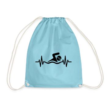 Schwimmen Herzschlag - Turnbeutel - Aqua - Vorne
