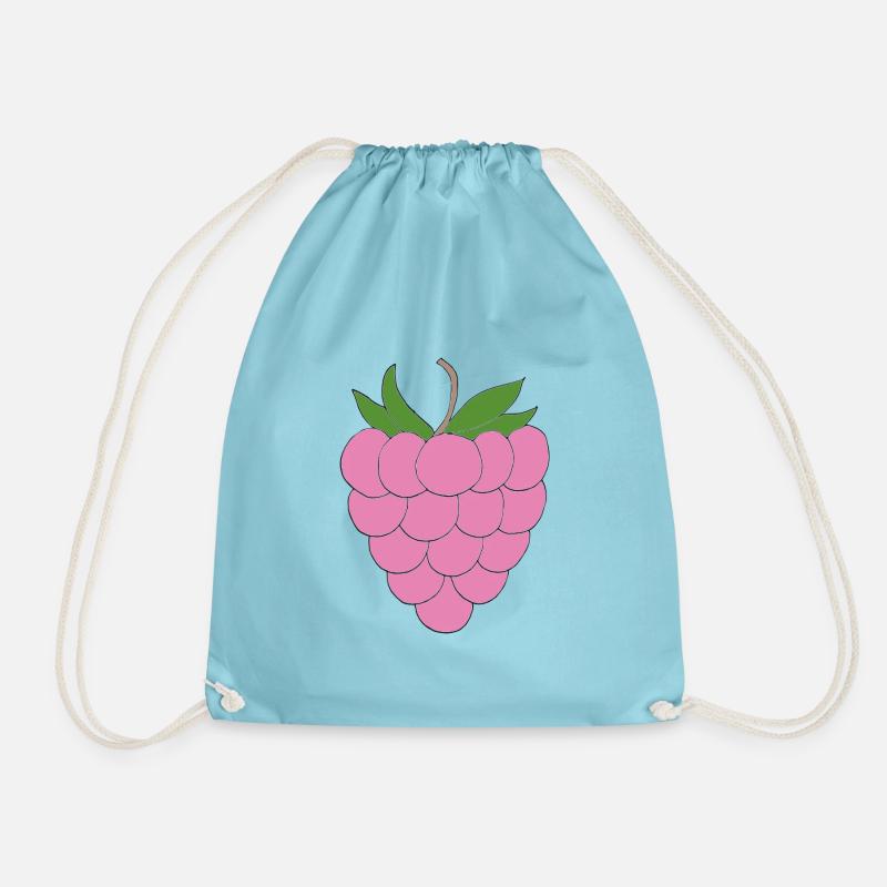 Pink Raspberry Illustration - Drawstring Bag - aqua