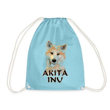 Akita Inu - Drawstring Bag - aqua - Front