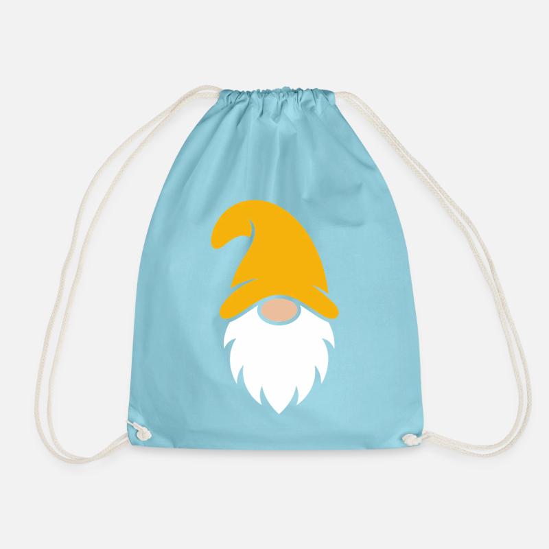 Orange Hat Gnome Illustration - Drawstring Bag - aqua