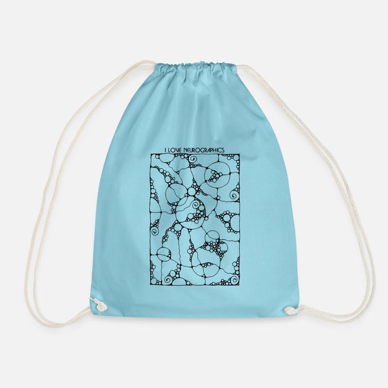 Neuro Art - I LOVE NEUROGRAPHICS 1 - Drawstring Bag - aqua