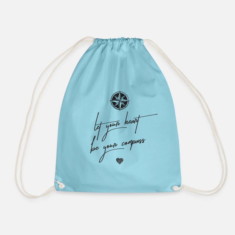Heart compass schwarz - Turnbeutel - Aqua