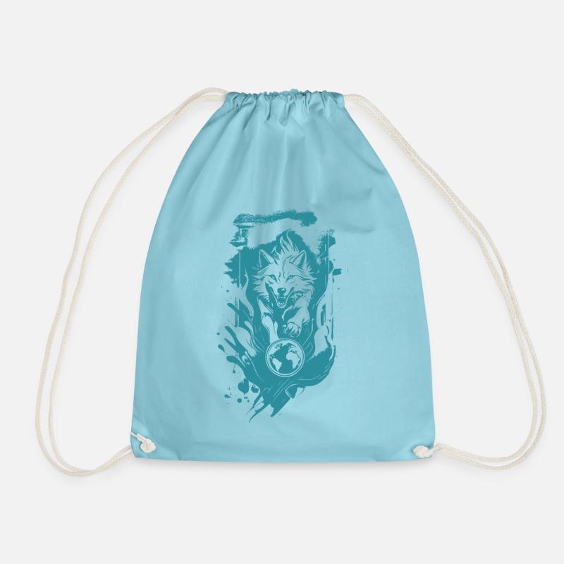 Aggressive Wolf - Drawstring Bag - aqua