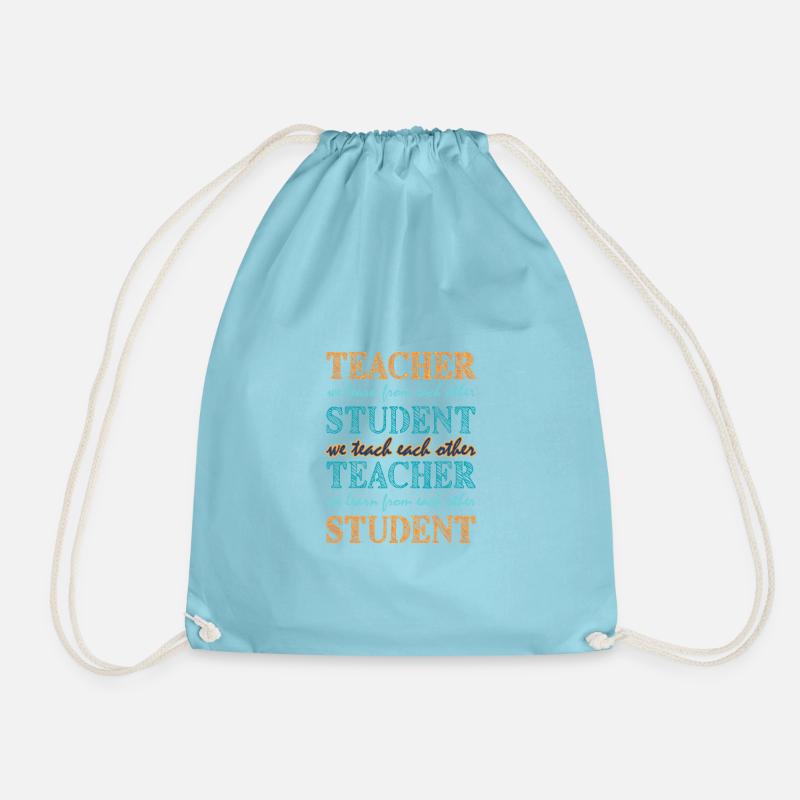 Teacher Student We Teach We Learn Summer Colors - Drawstring Bag - aqua