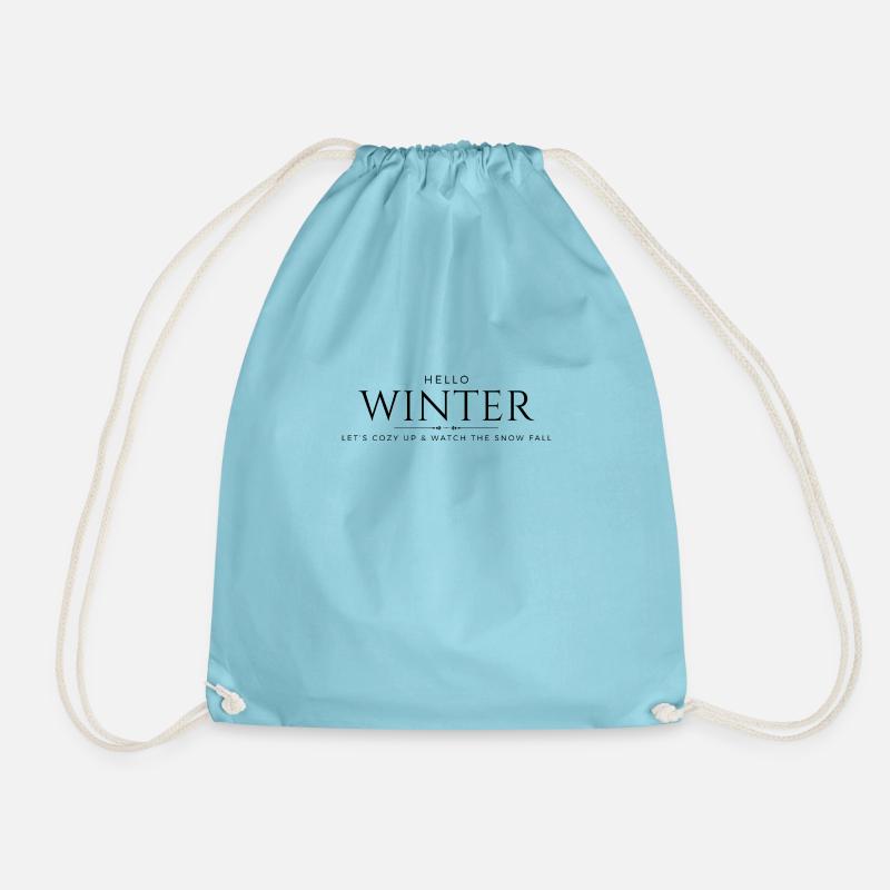 Hello Winter | Winter-Inspired Print - Drawstring Bag - aqua