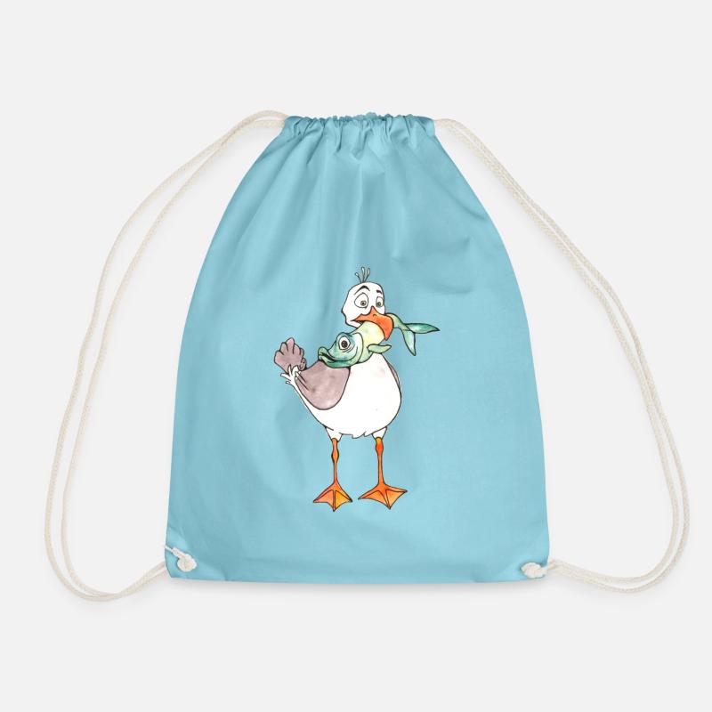 Henry Moeve catches fish - Drawstring Bag - aqua