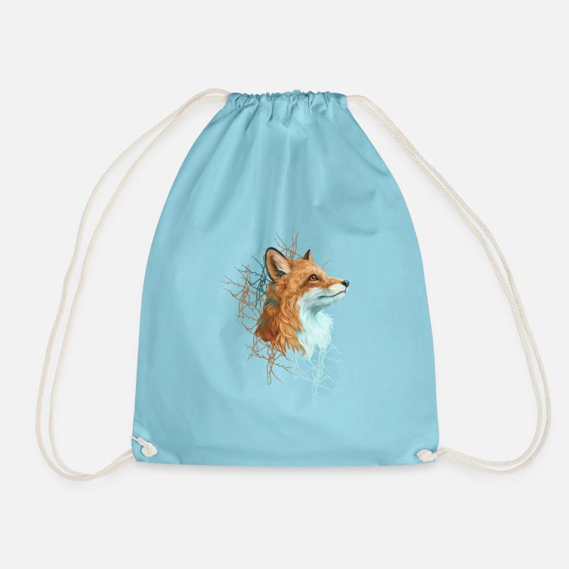 Happy the Fox - Drawstring Bag - aqua