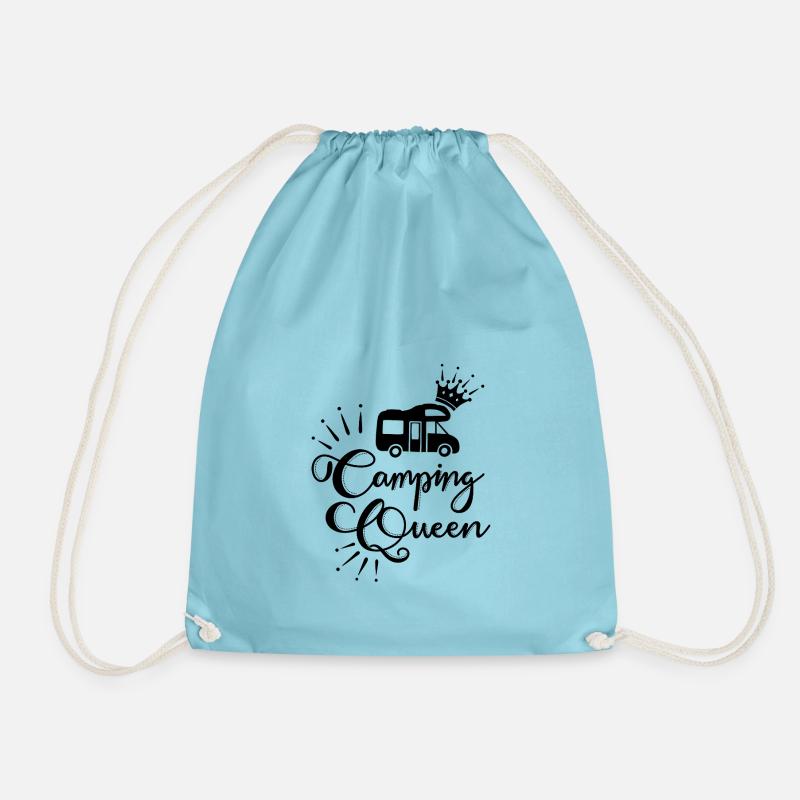 Camping black motorhome - Drawstring Bag - aqua