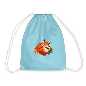 Schlafender Fuchs im Schal - Turnbeutel - Aqua - Vorne