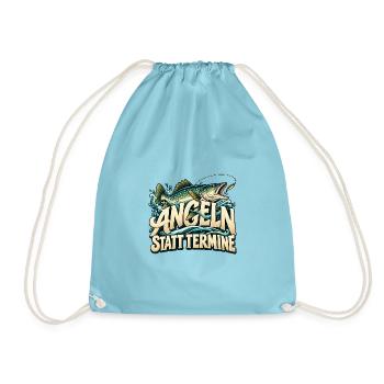 Angeln statt Termine Geschenkidee Vatertag - Turnbeutel - Aqua - Vorne
