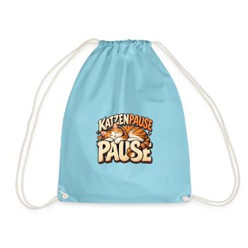 Katzenpause ist gut! Geschenkidee für Katzenfans - Turnbeutel - Aqua - Vorne