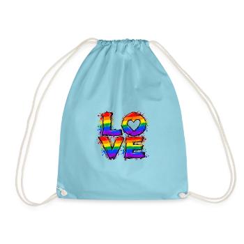 Liebe im Regenbogen-Look - Turnbeutel - Aqua - Vorne