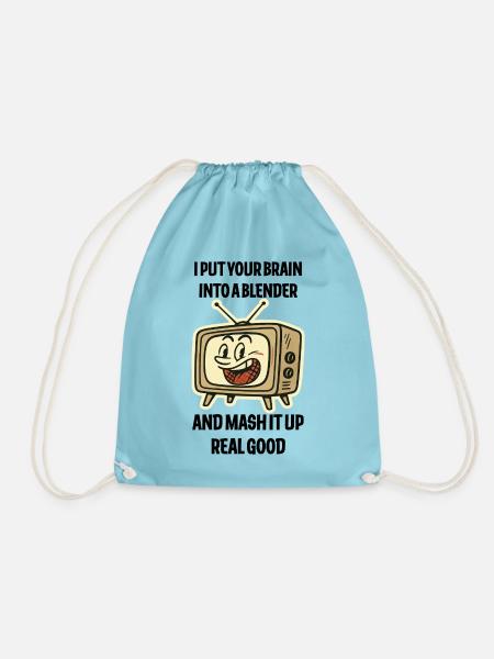 Retro-TV-Grin-Emblem - Turnbeutel - Aqua