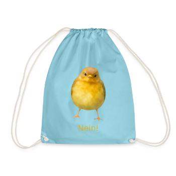 Frecher kleiner Vogel mit Spruch NEIN ! - Turnbeutel - Aqua - Vorne