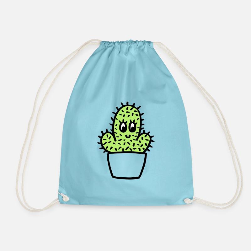 Small cactus, tricolor - Drawstring Bag - aqua