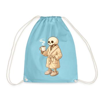Cozy skeleton in bathrobe – time for rest - Drawstring Bag - aqua - Front