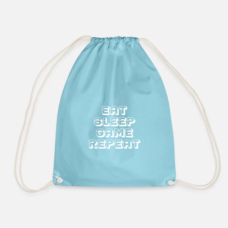 EAT SLEEP GAME REPEAT - Drawstring Bag - aqua