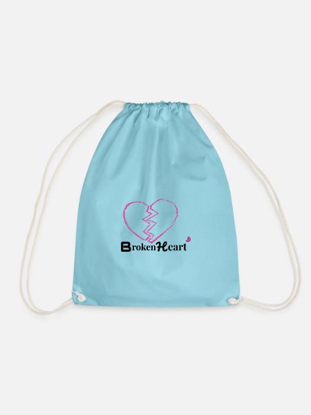 Zerbrochenes Herz Neon Pink - Turnbeutel - Aqua