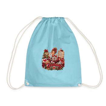 Weihnachtsmama Kuschelzeit Design - Turnbeutel - Aqua - Vorne